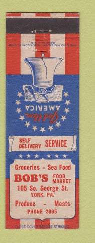 Matchbook Cover - Bob's Food Market Grocery York PA patriotic