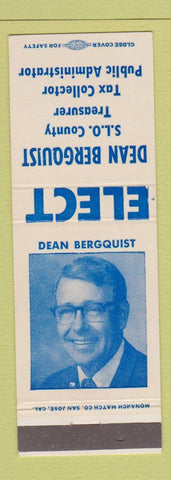 Matchbook Cover - Dean Bergquist SLO County Treasurer Election CA?