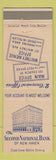 Matchbook Cover - Second National Bank New Haven CT