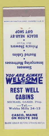 Matchbook Cover - Rest Well Cabins Casco ME