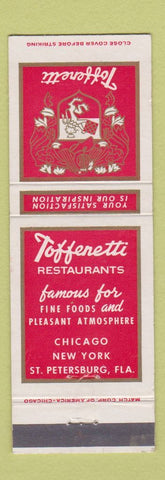 Matchbook Cover - Toffenetti Restaurant Chicago New York City St Petersburg FL
