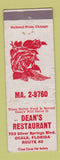 Matchbook Cover - Dean's Restaurant Ocala FL WORN
