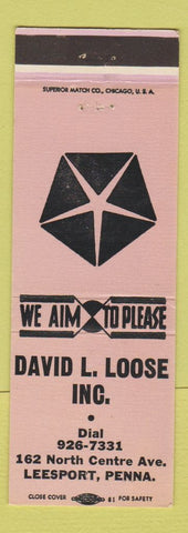 Matchbook Cover - David Loose Chrysler Leesport PA