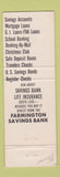 Matchbook Cover - Farmington Savings Bank MA
