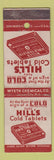 Matchbook Cover - Hill's Cold Tablets Jersey City NJ Wyeth Chemical WEAR