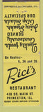 Matchbook Cover - Rici's Restaurant Princeton IL