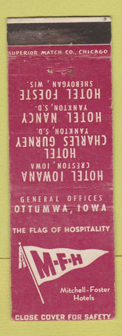 Matchbook Cover - Mitchell Foster Hotels Ottumwa IA WEAR