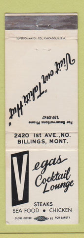 Matchbook Cover - Vegas Cocktail Lounge Billings MT