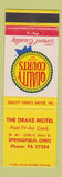 Matchbook Cover - Quality Courts Motel Drake Springfield OH