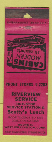 Matchbook Cover - Riverview Service oil gas Scotty's West Willington CT WEAR RED