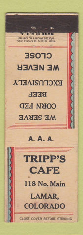 Matchbook Cover - Tripp's Cafe Lamar Colorado WEAR