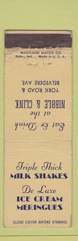Matchbook Cover - Nibble & Clink Baltimore MD WEAR