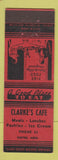 Matchbook Cover - Clarke's Cafe Exeter NE