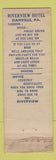 Matchbook Cover - Riverview Hotel Danville PA Federal
