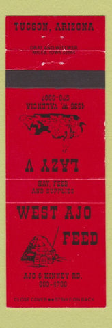 Matchbook Cover - West Ajo Feed Tucson AZ Lazy V