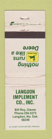 Matchbook Cover - John Deere Tractors Langdon ND WORN