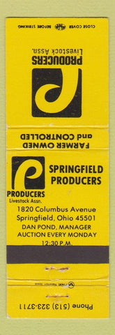 Matchbook Cover - Producers Livestock Association Springfield OH