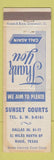 Matchbook Cover - Sunset Courts Motel Waco TX WORN