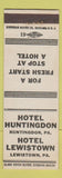 Matchbook Cover - Hotels Huntingdon Lewistown PA