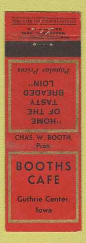 Matchbook Cover - Booths Cafe Guthrie Center IA WEAR