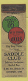 Matchbook Cover - Saddle Club Davenport IA WORN