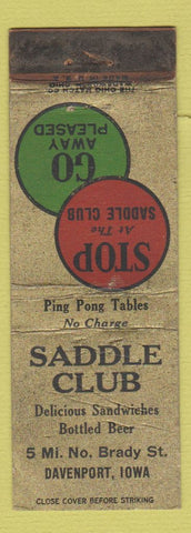 Matchbook Cover - Saddle Club Davenport IA WORN