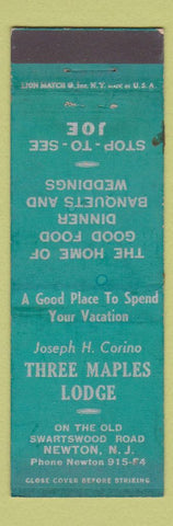 Matchbook Cover - Three Maples Lodge Newton ND WEAR