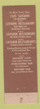 Matchbook Cover - Savarin Restaurants New York City Pittsburgh Philadelphia