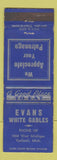 Matchbook Cover - Evans White Gables Ypsilanti MI