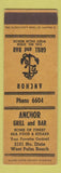 Matchbook Cover - Anchor Grill Bar West Palm Beach FL SAMPLE