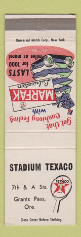 Matchbook Cover - Stadium Texaco Grants Pass OR oil gas Marfak