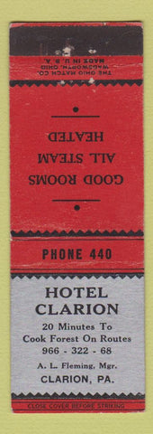 Matchbook Cover - Hotel Clarion PA low phone #