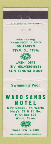 Matchbook Cover - Waco Sands Motel Waco TX