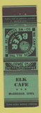 Matchbook Cover - Elk Cafe McGregor IA