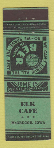 Matchbook Cover - Elk Cafe McGregor IA