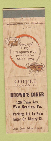 Matchbook Cover - Brown's Diner West Reading PA
