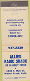 Matchbook Cover - Allied Radio Shack Walnut Creek CA
