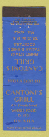 Matchbook Cover - Cantoni's Grill Omaha NE Italian WORN
