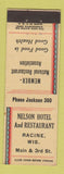 Matchbook Cover - Nelson Hotel and Restaurant Racine WI