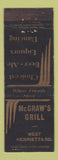 Matchbook Cover - McGraw's Grill West Henrietta Rd
