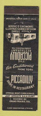 Matchbook Cover - Piccadilly Restaurant Grand Prairie TX