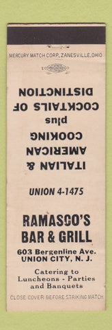 Matchbook Cover - Ramasco's Bar Grill Union City NJ