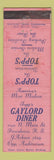 Matchbook Cover - Gaylord Diner Topp's Providence RI WORN