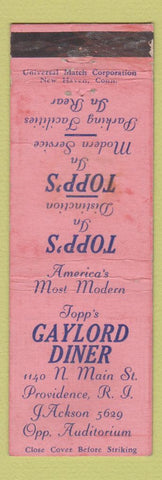 Matchbook Cover - Gaylord Diner Topp's Providence RI WORN