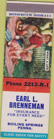 Matchbook Cover - Earl Brenneman Insurance Boiling Springs PA