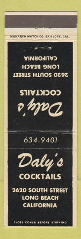 Matchbook Cover - Daly's Cocktails Long Beach CA bar