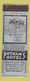 Matchbook Cover - Putnam's Hotel Boston MA Federal
