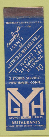 Matchbook Cover - George and Harry's Restaurants New Haven CT WEAR