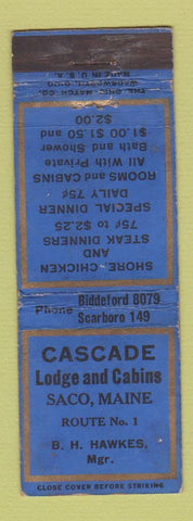 Matchbook Cover - Cascade Lodge Cabins Saco ME WEAR