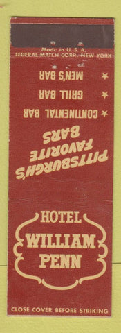 Matchbook Cover - Hotel William Penn Pittsburgh PA Federal